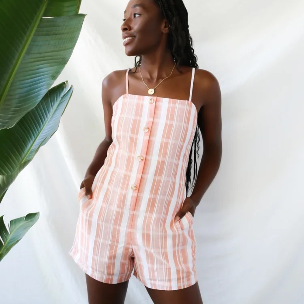 Stripe Playsuit Peach and White Romper